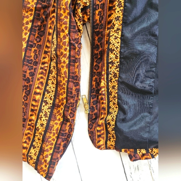 Vintage RARE Melrose Striped Animal Safari Print Zip up Blazer Jacket Leopard - Picture 9 of 10